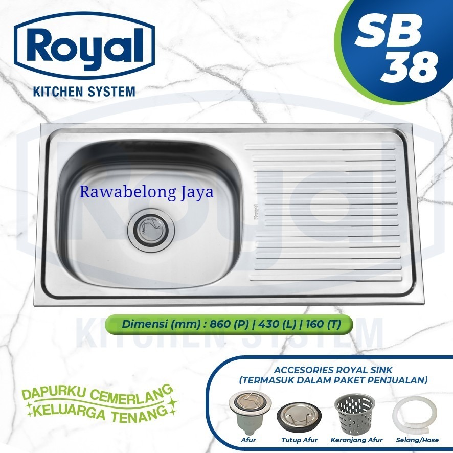 Royal Kitchen Sink SB 38 | Bak Cuci Piring Royal SB38 + Sayap