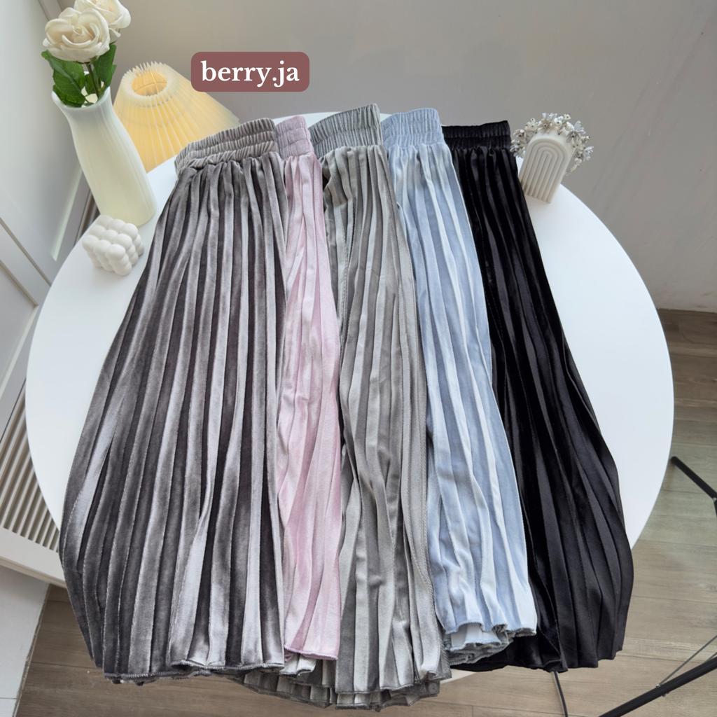 Plisket Wanita / Rok Plisket Bludru Premium / Rok Plisket Bludru / Rok Plisket Premium / Rok Import 