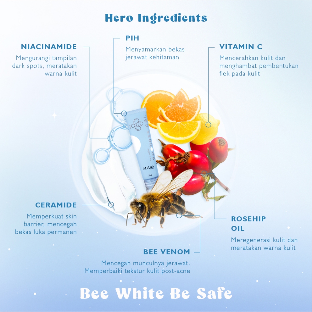 [B1G1] Adara Bee White Spotless Gel | Bekas Jerawat PIH - Beli 1 Gratis 1