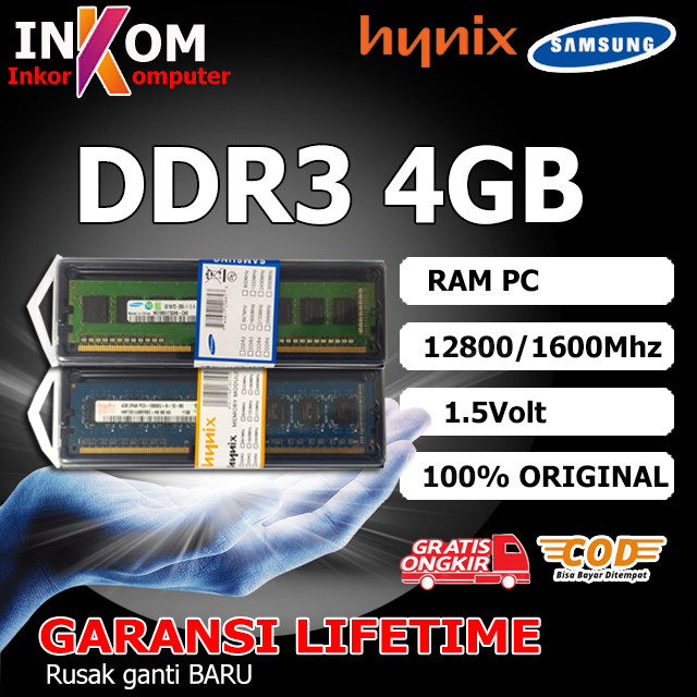 RAM MEMORY PC KOMPUTER  DDR3  4GB 10600/12800