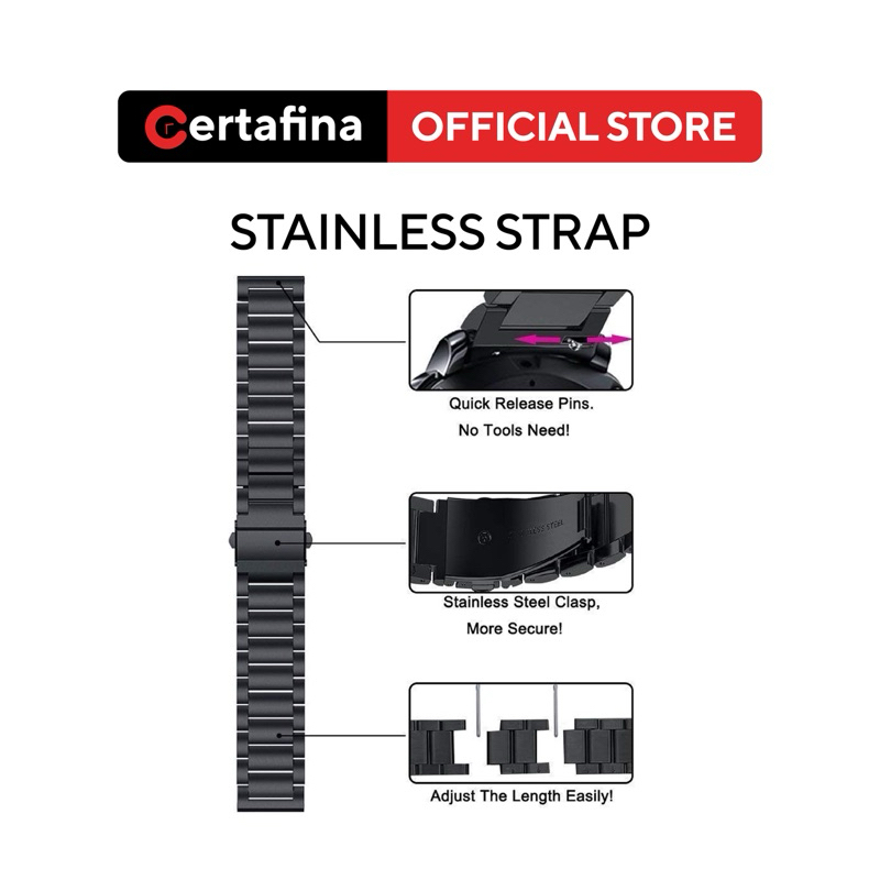 Certafina 20mm 22mm Bracelet for Samsung Galaxy Watch 46mm 42mm High Quality Stainless Steel Wristba