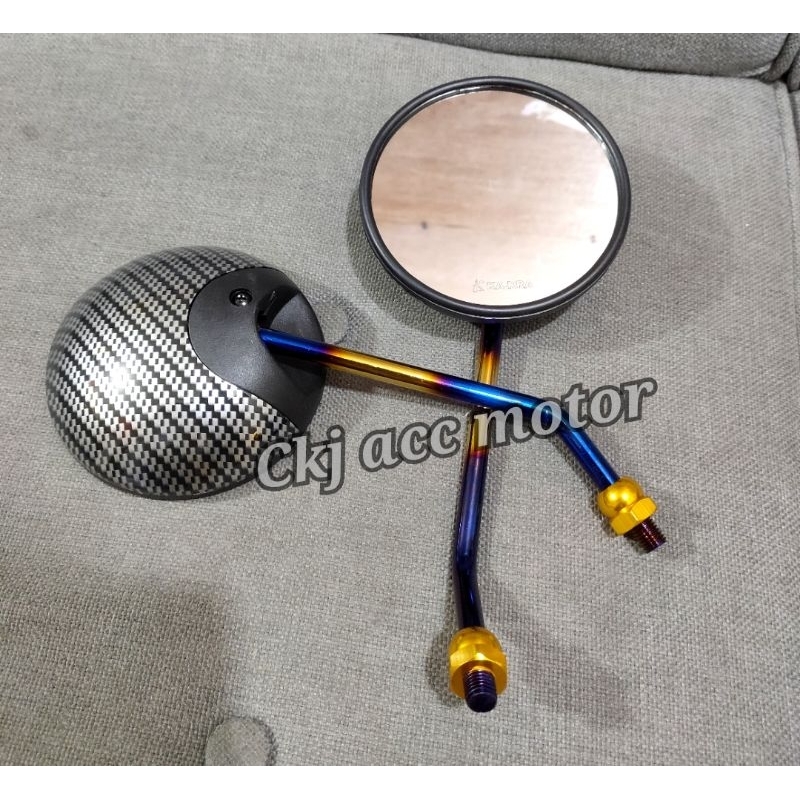 Spion Scoopy carbon tangkai two tone variasi universal motor Honda Scoopy PCX beat Vario Sonic Supra