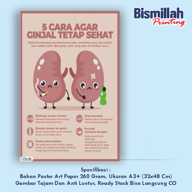 

Poster Kesehatan 5 Cara Agar Ginjal Tetap Sehat