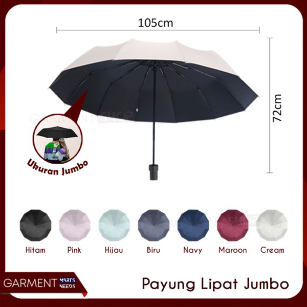 Dijual Payung Lipat Jumbo Kokoh 10 Jari Travel Folding Umbrella Portable - MANUAL RANDOM Murah