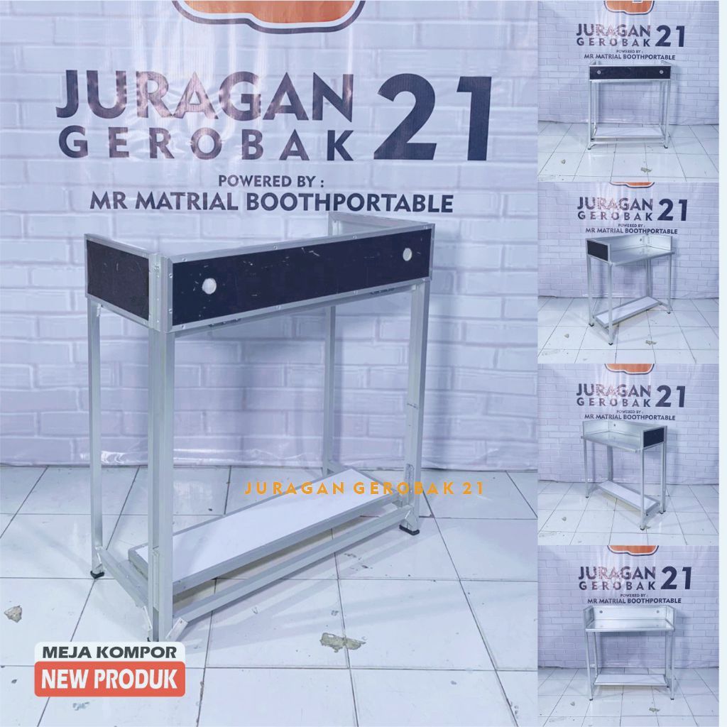 Meja Lipat Kompor Gas 2 Tungku Aluminium Cocok Untuk Pendamping Booth Portable Gerobak Jualan