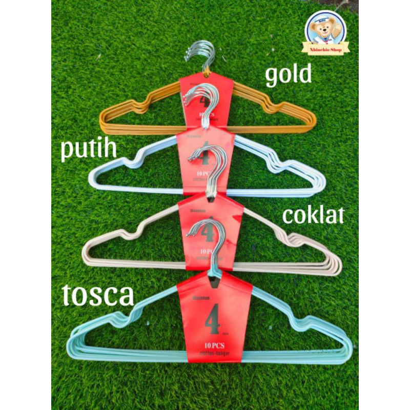 Hanger subron stainless 3mm karet warna kait kawat / gantungan baju subron dan Nizen Ch-40
