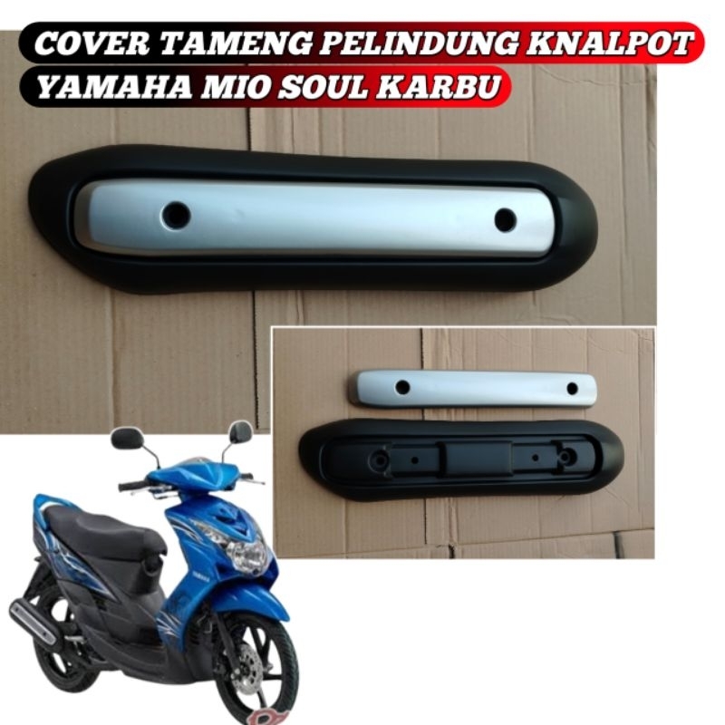 Cover tameng pelindung knalpot lis silver Y-Mio soul karbu/Yamaha Mio soul pertama