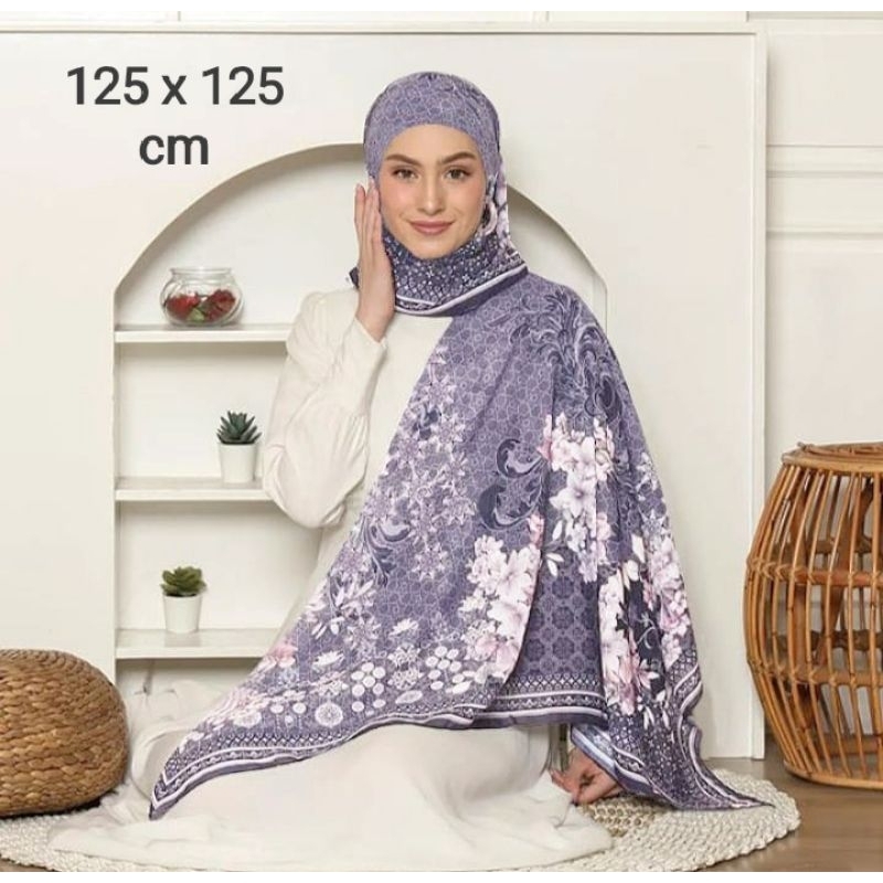 SALE HIJAB / SYARI SYALFAA UNGU / COD / KERUDUNG VOAL MOTIF / SEGI EMPAT VOAL / JILBAB TERBARU / LAS