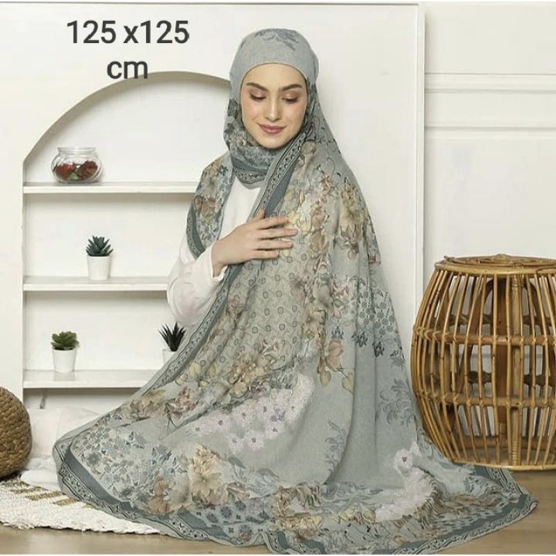 SALE HIJAB / SYARI SYALFAA HIJAU / COD / KERUDUNG VOAL MOTIF / SEGI EMPAT VOAL / JILBAB TERBARU / LA