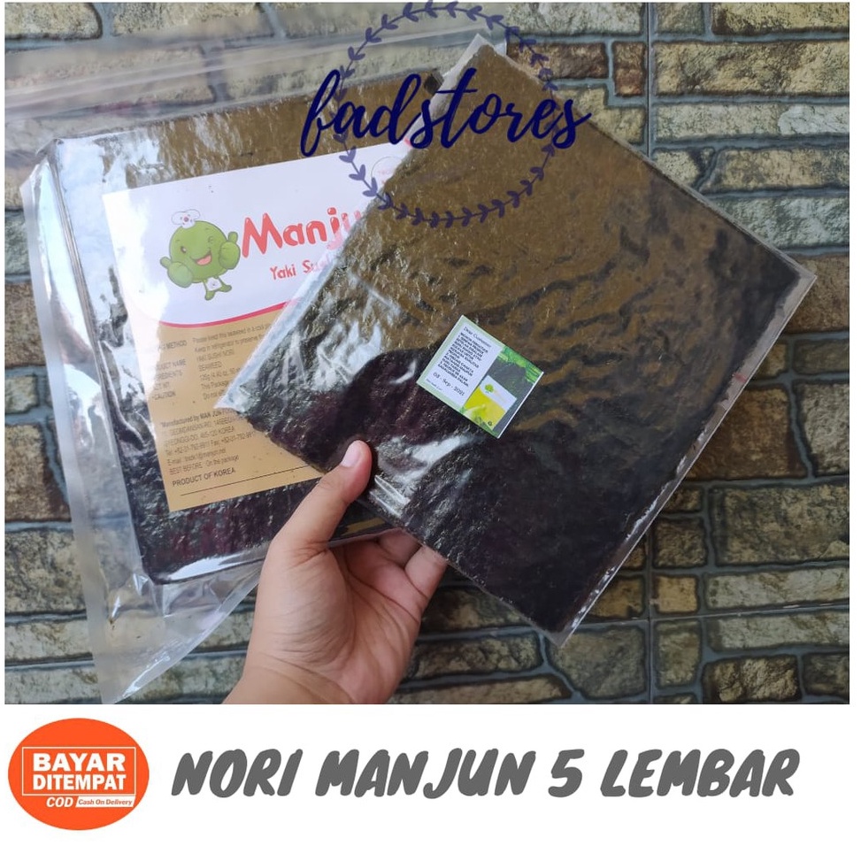 

Mdel T3rkini Nori Rumput Laut Manjun 5 Lembar Nori Sushi Halal 212