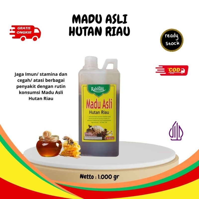 

madu asli hutan riau madu murni original madu rabbani halal mui 1.000 gr