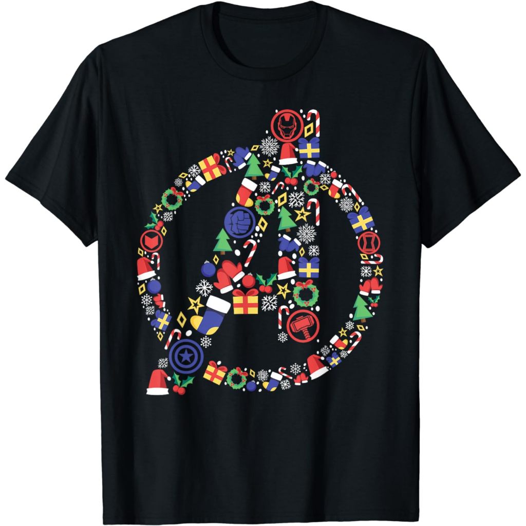 Baju Kaos Dewasa Marvel Avengers A Logo Symbol Holiday Christmas Icons T-ShirtPakaian Fashion Atasan
