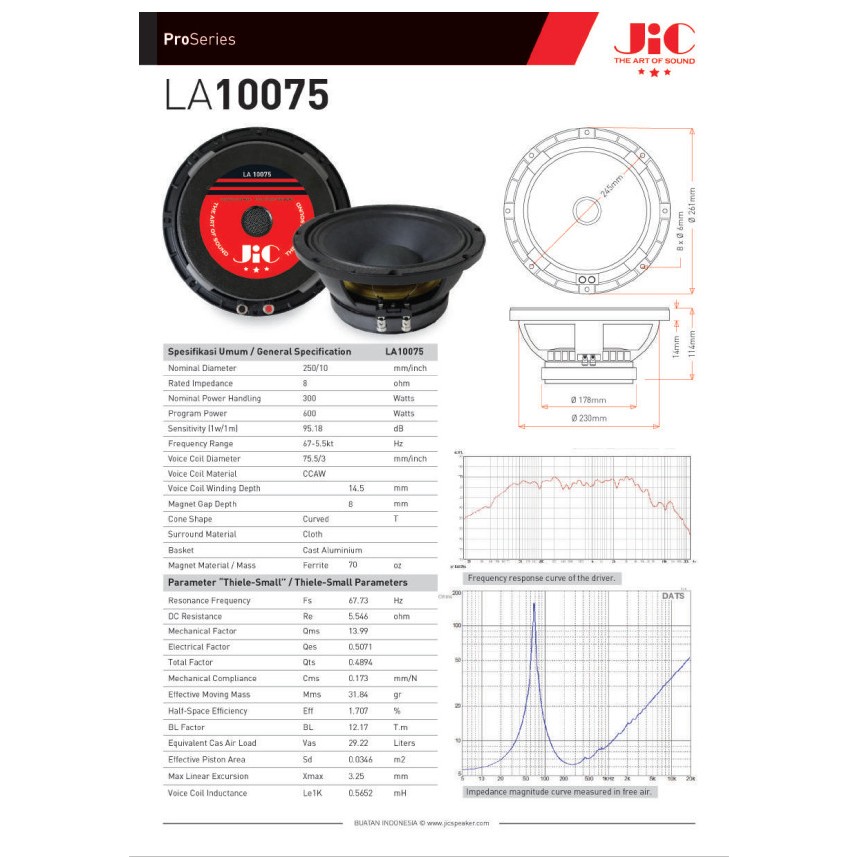 Speaker JIC 10 inch LA 10075