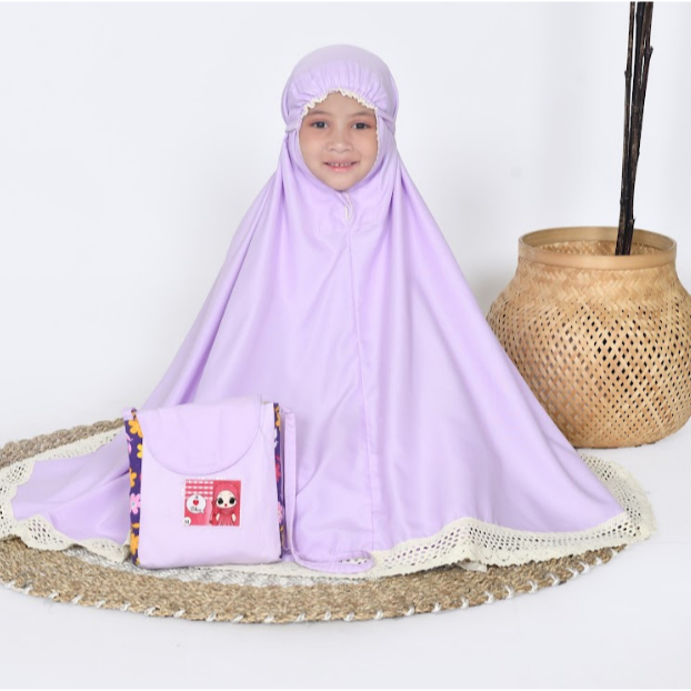 Mukena Anak Queenza Purpel Renda Mukenah Anak Perempuan (TAS SELENDANG)