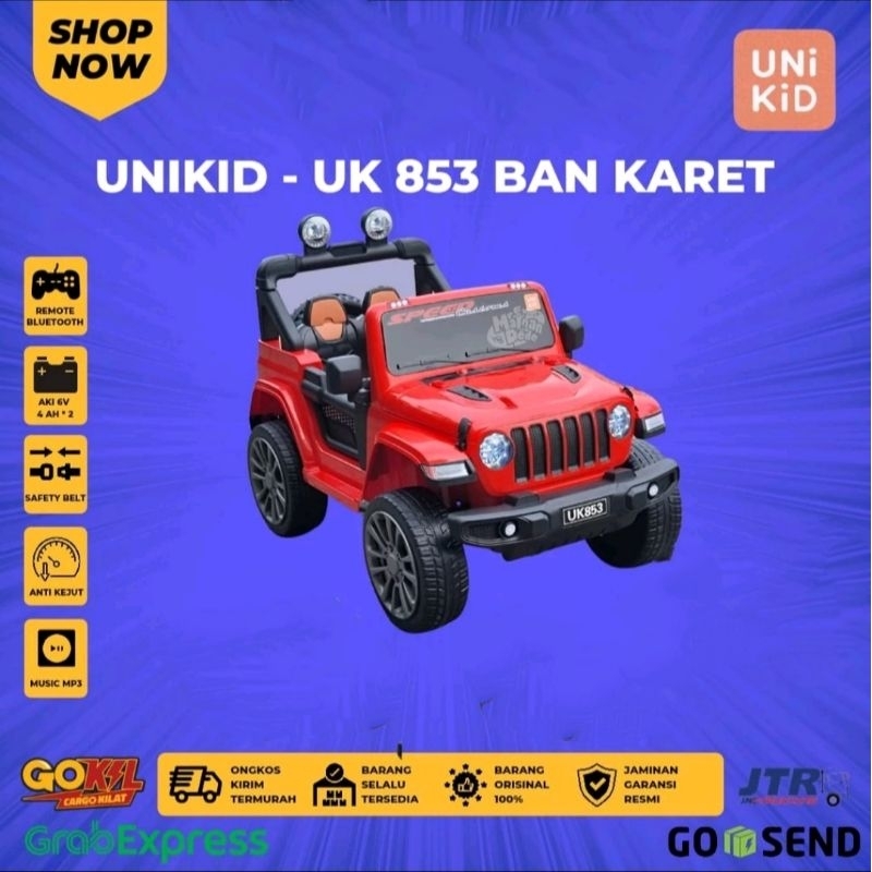 Mobil Remote Aki Anak JEEP RUBICON UNIKID BAN KARET Preloved