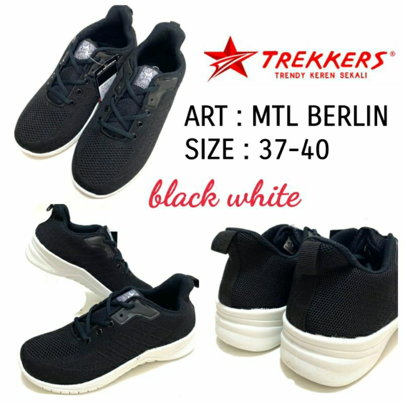 Sepatu Sekolah Unisex Sneakers Original Trekkers MTL BERLIN Size 37-40 Warna HitamPutih / Sneakers T