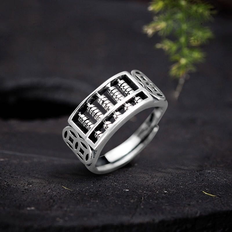 Cincin Sempoa Creative Chinese Style/Gaya Cina Ruyi Amass Keberuntungan Sempoa/ Cincin Perak Berlapi