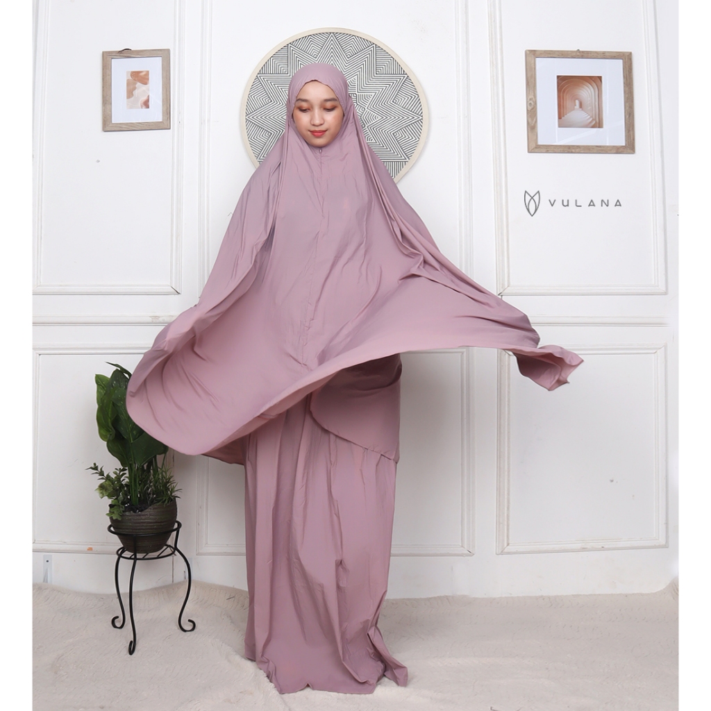 VULANA - Mukena Parasut Super Soft | Pouch Mini | 2in1 Dusty Pink