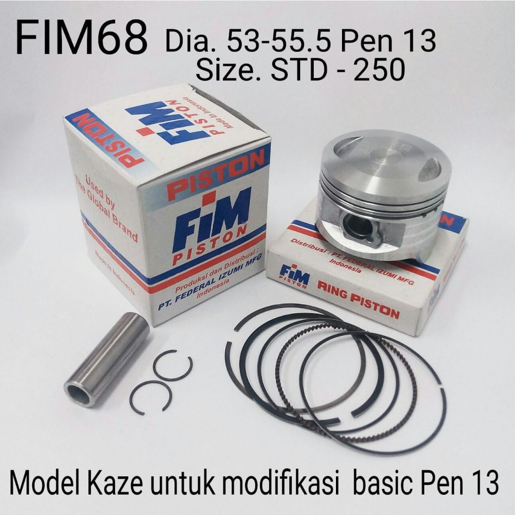 PISTON KIT FIM FIM68 KAZE OS STD OS 0.50 OS 100 OS 150 0S 200 PIN 13