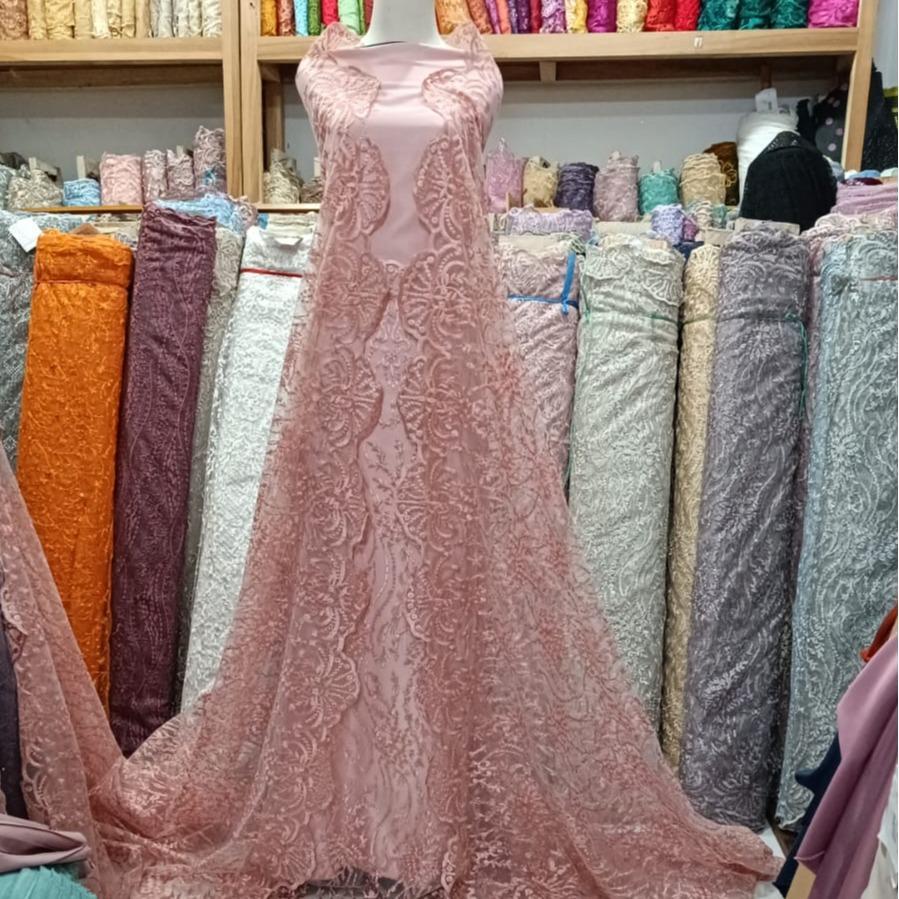 Kain Brukat Tille  Meteran Bahan Gamis/Gaun/Baju Pesta/Kondangan/Butik/COD