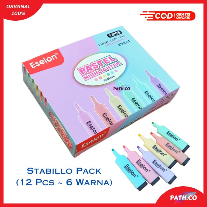 

Stabillo Eselon 1 Pack / 12 Pcs ~ 6 Warna | Highlighter Eselon Warna Pastel