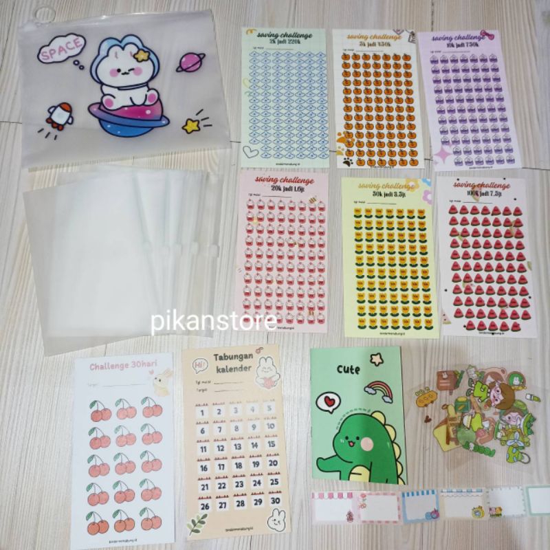 Paket Menabung Set/ Challenge Tabungan Uang/ Dompet Ziplock Keuangan Set/ Celengan Displin Target