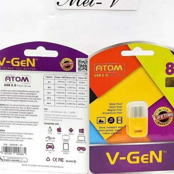 Restock Flashdisk Atom 8GB VGen  USB Flash disk Vgen 8GB  Original Flashdisk V gen Atom 8GB