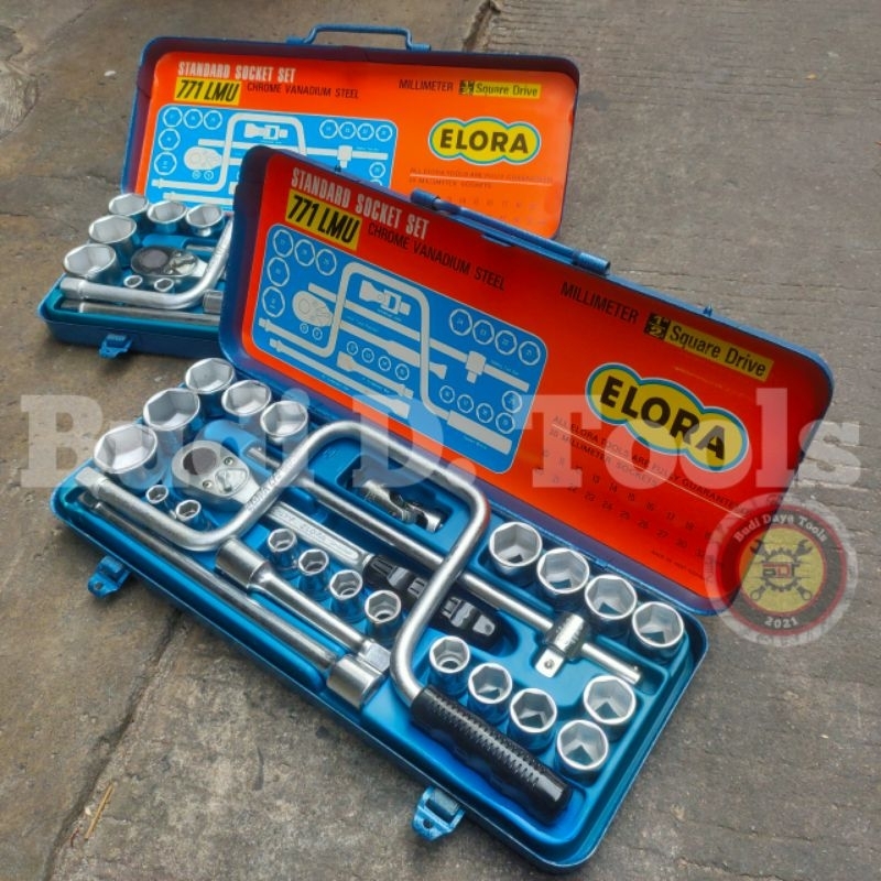 Kunci Shock Set 26 Pcs ELORA 1/2 Inch Socket 10 - 32 Mm 6 PT CRV Steel