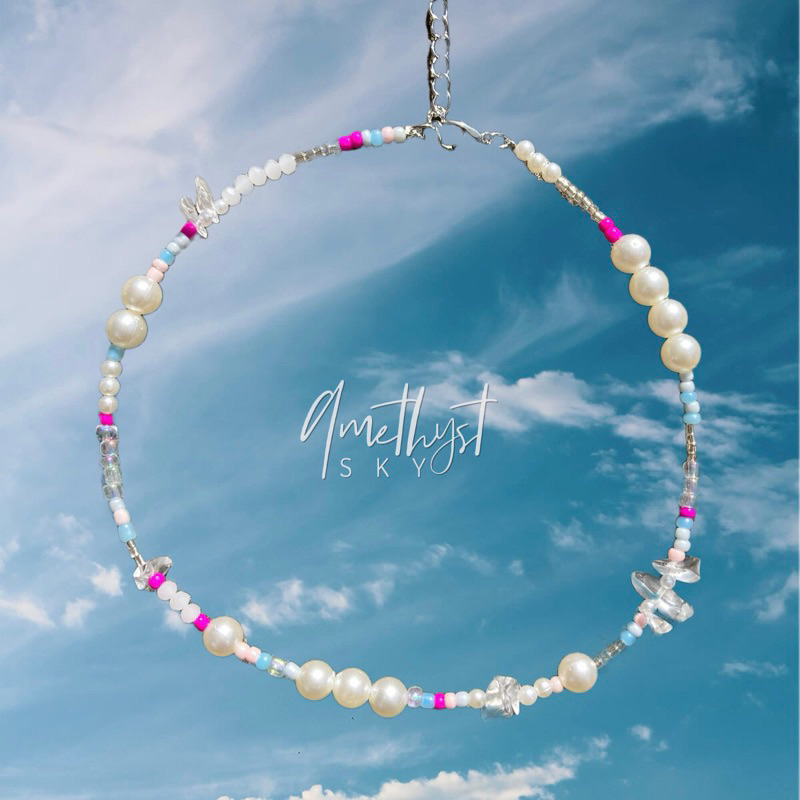 PINK PASTEL NECKLACE | PEARL | MUTIARA SINTETIS | KALUNG MANIK | BEADED | BEADS | AMETHYST SKY | ANA