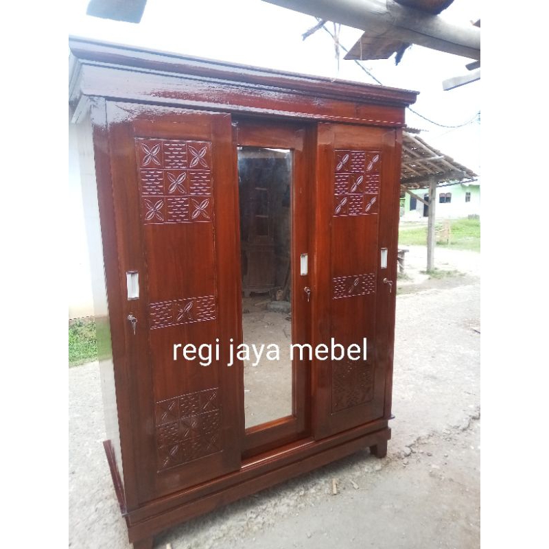 lemari 3.pintu sleding kayu jati lemari pintu geser lemari jati sleding.