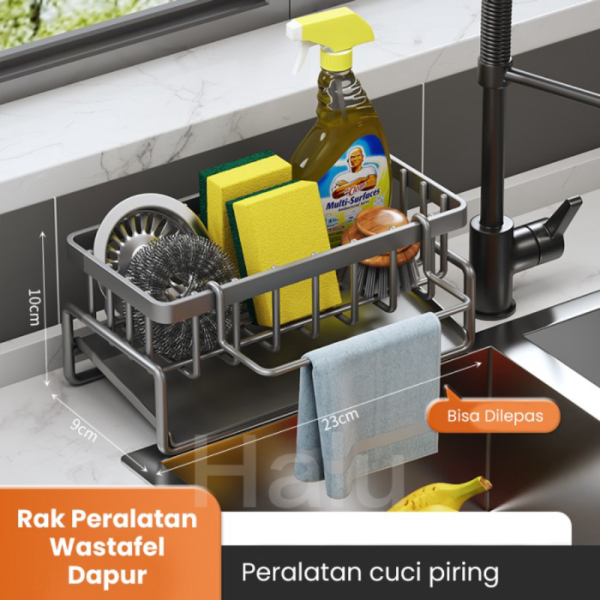 Jual HALU Rak Sponge Sabun Cuci Piring Gantung Wastafel Rak Dapur HRM156 - Hitam Diskon