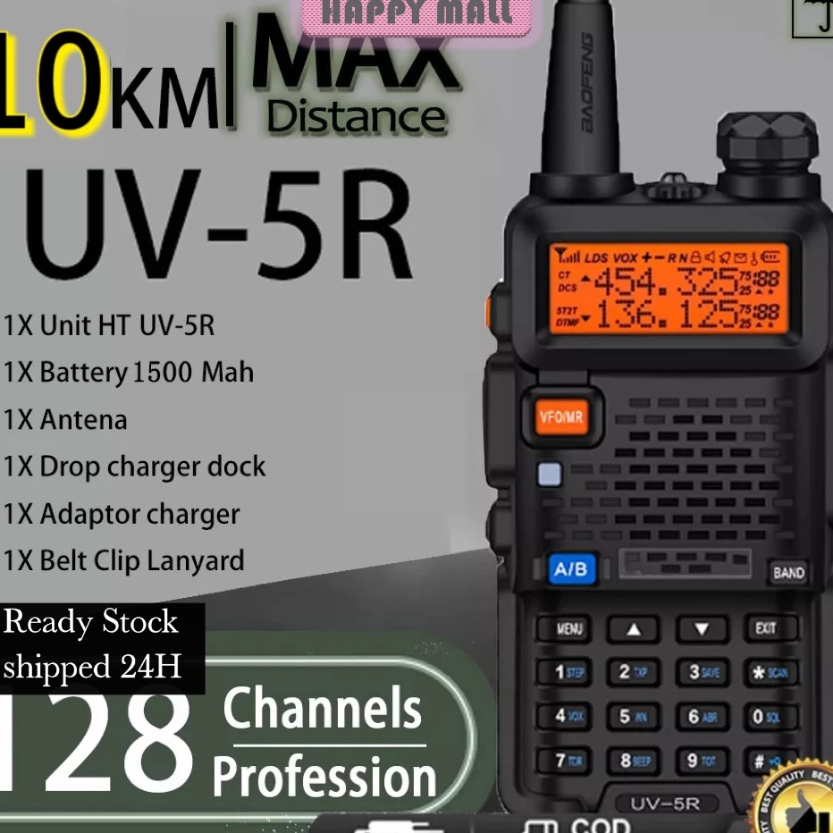 TIPE EUD454 Harga Minimum COD 4PCS HT BAOFENG UV5R Walkie Talkie Dual Band 5W 128CH UHFVHF handy tal