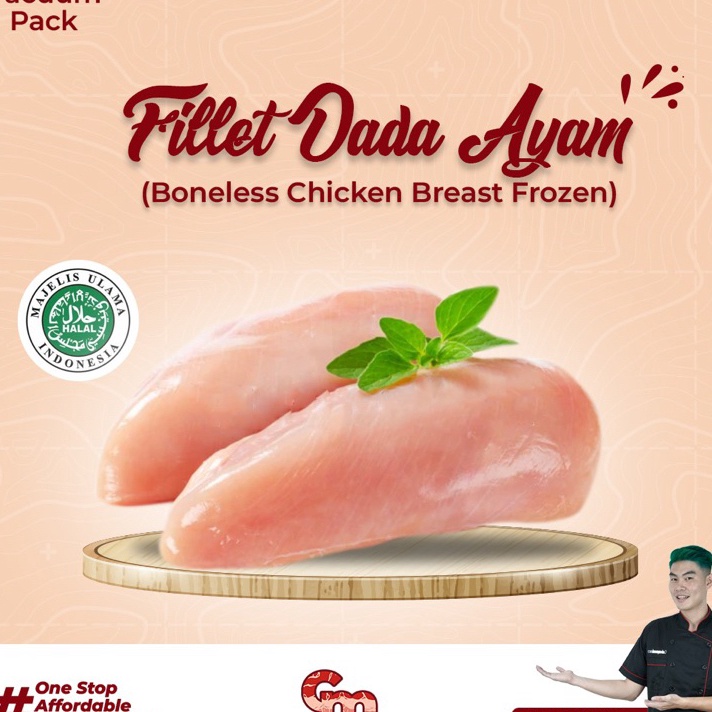 

Terbatas Fillet Dada Ayam Tanpa Kulit Tulang Boneless Chicken Breast Premium 1kg
