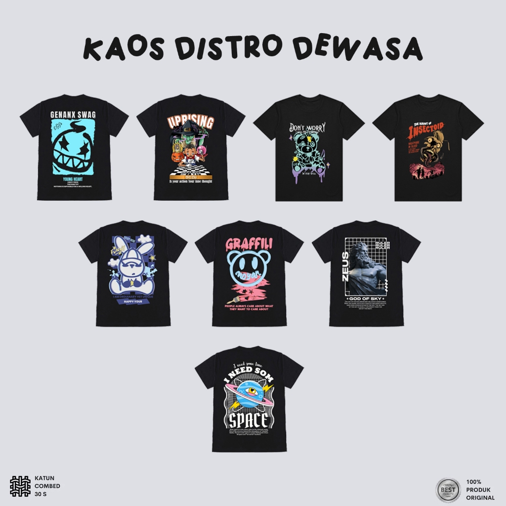 Kaos Pria Wanita Bahan Katun / Kaos Distro Premium Nyaman Halus Kaos Basic Lengan Pendek SWAG ZEUS G