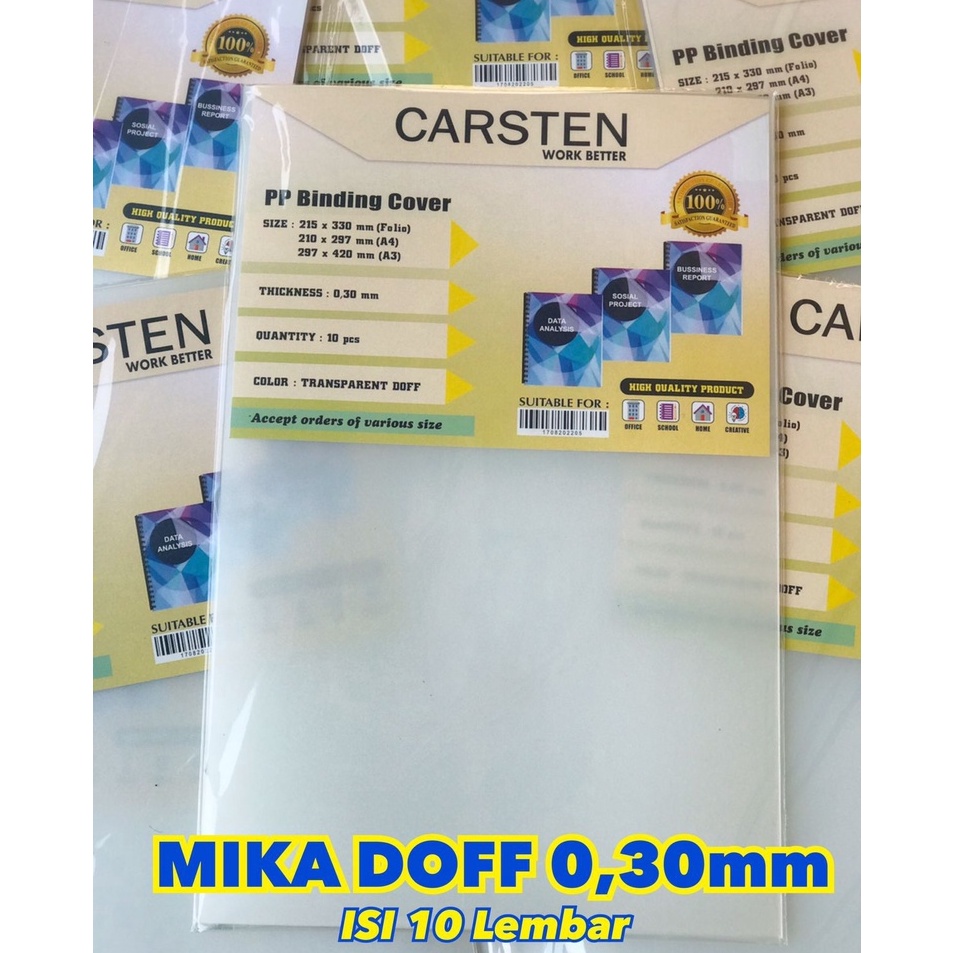 

Terlaku Cover mika jilid Doff 3mm A4 isi 1 lembar