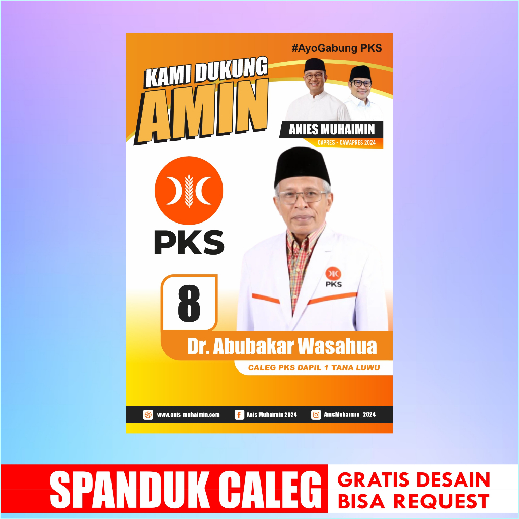 Spanduk Caleg PKS / Spanduk pemilu/ Banner Caleg