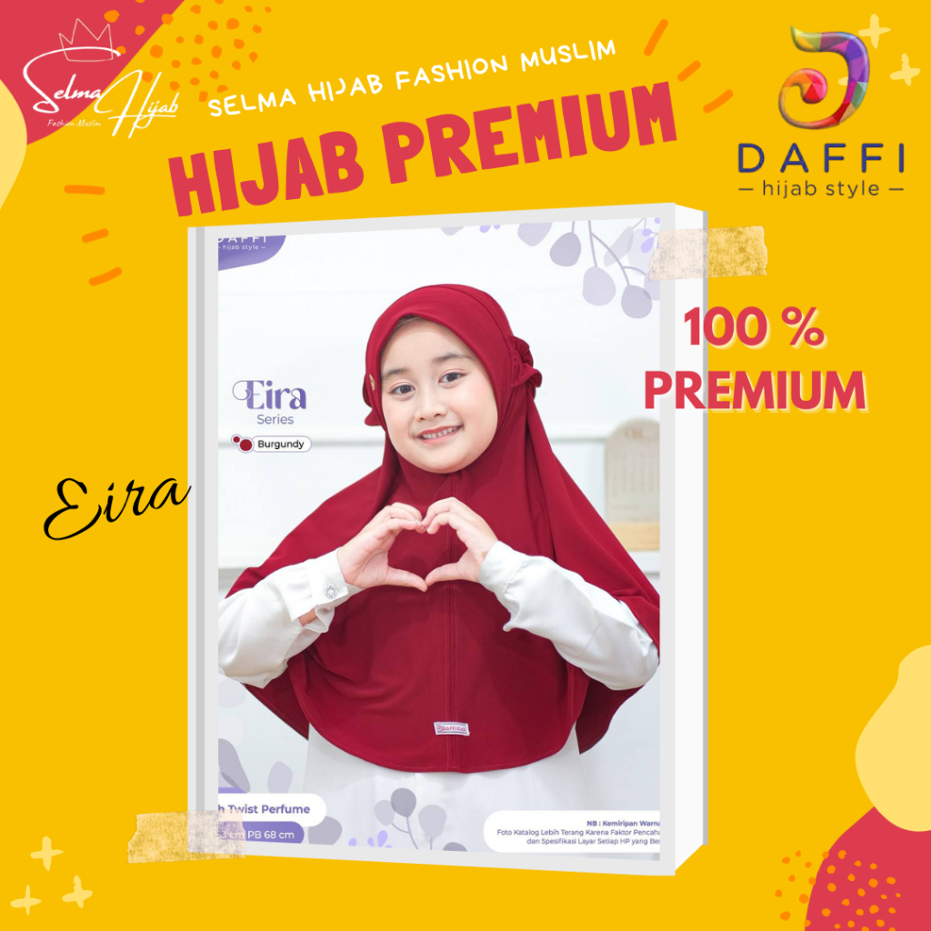 Eira Daffi Hijab Jilbab Instan Simple Khimar Anak Cantik Adem Bahan Jersey High Twist Premium