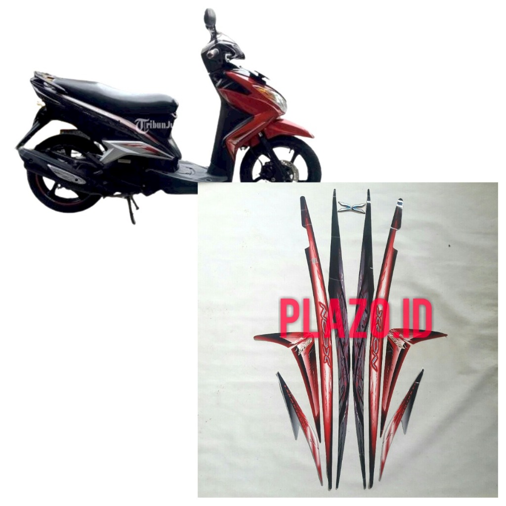Striping stiker yamaha xeon 125 2012 hitam-merah