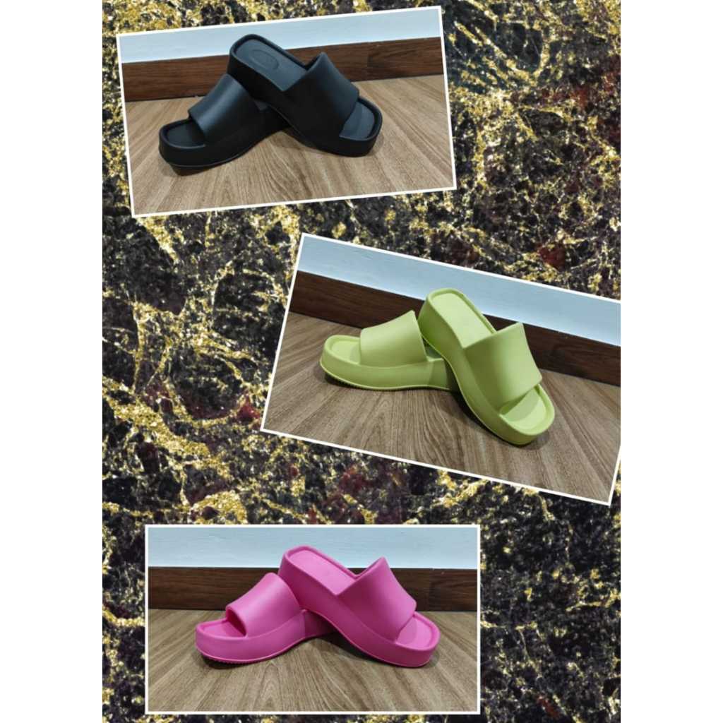 Sandal wanita karet casual tinggi 5cm 9223
