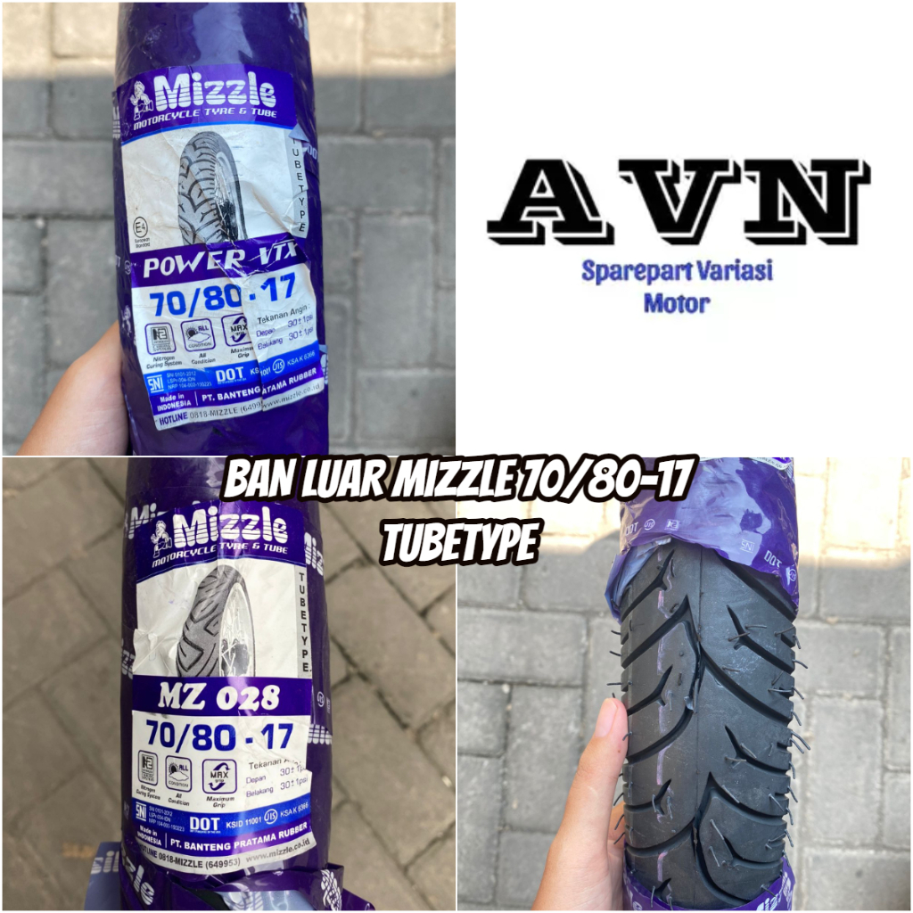 BAN LUAR MIZZLE 70/80 -17 BAN MOTOR BEBEK MATIC RING 17 TUBETYPE || BAN LUAR MIZZLE RING 17 NON TUBL