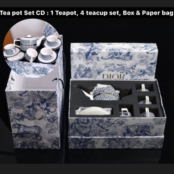 Dijual Piring Makan Hermes Set Keramik isi 60pcs/ Hadiah Kado Wedding Mewah - Tea pot Set CD Diskon