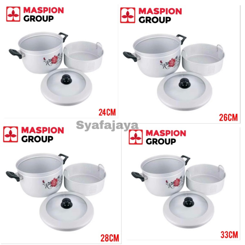 Panci Kukus Maspion Pancaguna Panci Steamer Panci Tutup Kaca Pandaguna Panci Alumunium Ukuran 33,28,