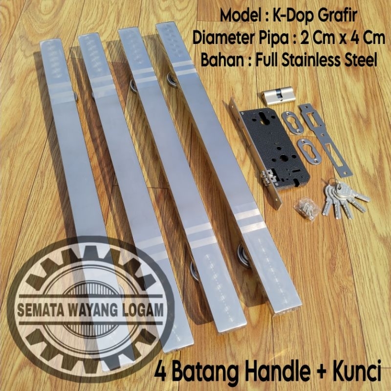 80 Cm Handle Pintu Rumah Stainless Steel Set Kunci Gagang Tarikan Pegangan Pintu Kupu Tarung Minimal