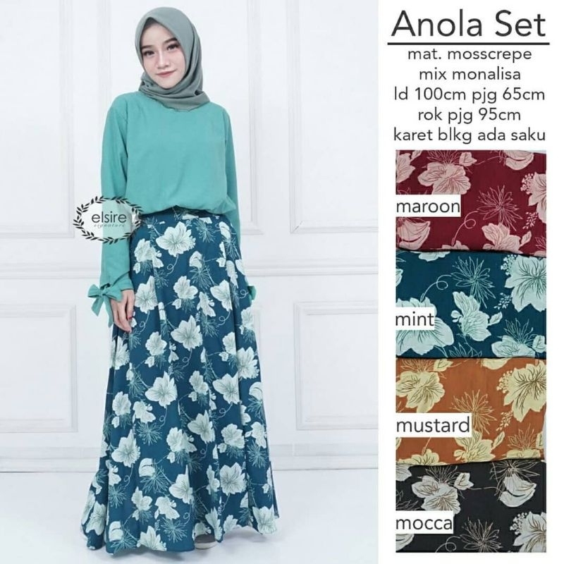 Elsire - Anola Set - Stelan Rok Dewasa (Ready : Warna Mint)