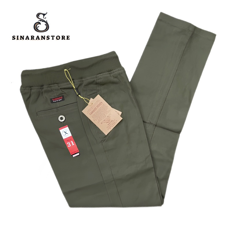CELANA PANJANG CHINOS PRIA PINGGANG KARET ORIGINAL PREMIUM MERK XANIAGO