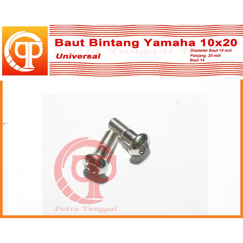 2 Pcs Baut Bintang Kaliper Cakram Yamaha M10x20 Nekel 10x20