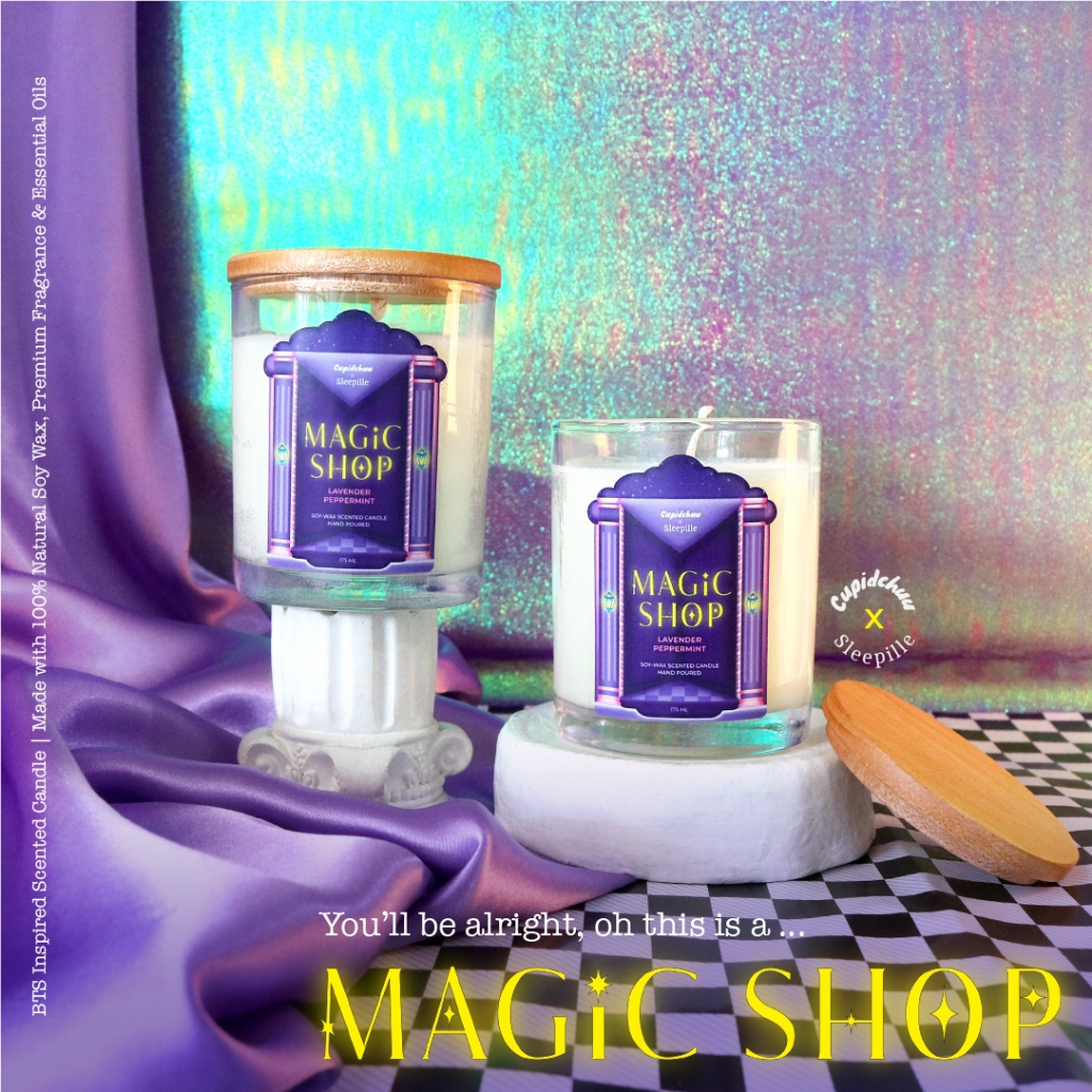 Lilin Aromaterapi BTS MAGIC SHOP Scented Candle Soy Wax 175 ml Lavender Stress Relief Gift Hampers L
