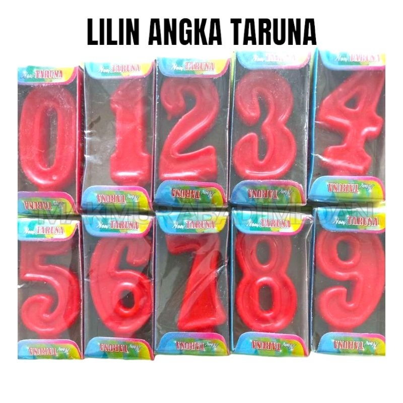 (1Pcs) Lilin Ulang Tahun / Lilin Angka TARUNA / Lilin Kue / Lilin Angka Murah / Lilin Angka Merah 0-