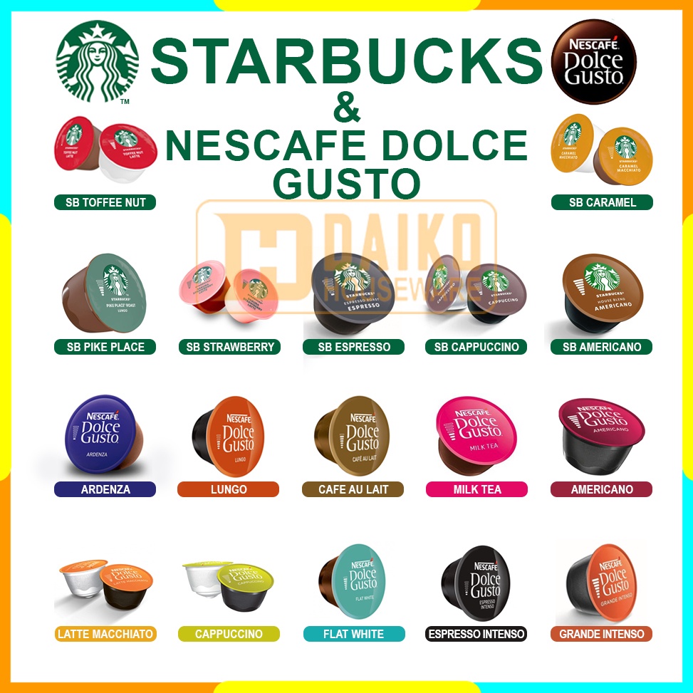 

VIRAL Capsule Nescafe Dolce Gusto Eceran Mix Rasa Original Nestle Starbucks Nescafe Dolce Gusto Cappuccino Grande Intenso Espresso Intenso Latte Macchiato Milk Tea Americano Flat White Ecer Harga Expired Date Panjang