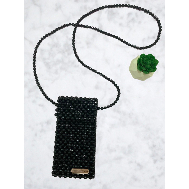 Tas Manik Manik / Tas Beads / Beaded Bag / Tas Selempang Hp / Tas Hp Wanita Handmade Hitam